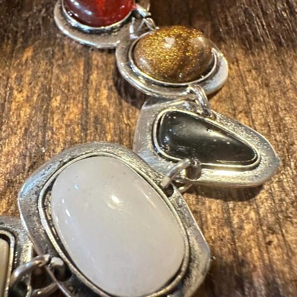 Handcrafted Boho Western Chic Natural Stone Link Bracelet, Adjustable, Multicol - Picture 7 of 9